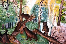 Шарипова Раисат, 13 лет, И. И. Шишкин Утро в сосновом бору, б., гуашь, ДШИ №9, г. Махачкала  