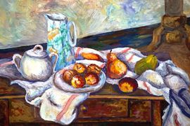 Шепетина Ксения, 14 лет, П. Сезанн Персики и фрукты, б., гуашь, ДХШ, г. Волгодонск, Ростовская обл.
