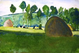 Шершнева Валерия, 10 лет, К. Моне Стог сена около Живерни, б., гуашь, ДХШ №2, г. Липецк