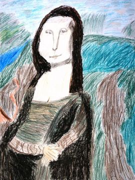 Янкин Даниил, 9 лет, Л. да Винчи Мона Лиза, б., цв. карандаши, ДХШ, г. Мурманск