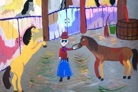Голова Анастасия, 9 лет, Конюшня, цв. б., гуашь, ВОДХГ,  г. Волгоград