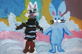 Наливайко Полина, 7 лет, Друзья, б., гуашь, ДШИ, г. Новошахтинск, Ростовская обл.