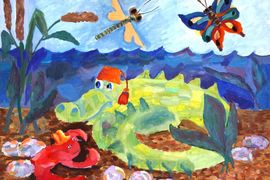 Ричкова Екатерина, 9 лет, Жил да был у нас в реке крокодил, б., гуашь, ДХШ, г. Великий Устюг, Вологодская обл.