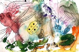 Сысуев Владимир, 12 лет, Стрекоза и муравей, б., монотипия, ДХШ №1, г. Астрахань