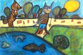 Тарчуткина Марина, 10 лет, Кот-рыболов, б., пастель, ДШИ, г. Называевск, Омская обл.