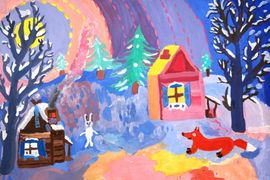 Бойченко Марина, 10 лет, Зайка и лисичка, б., гуашь, г. Волгоград