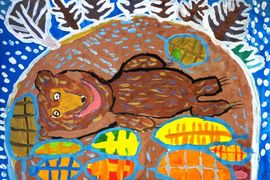 Барышева Дарья, 6 лет, В берлоге, б., гуашь, ВОДХГ, г. Волгоград