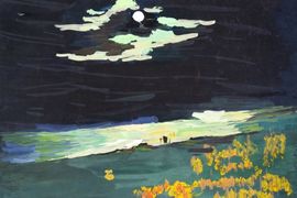 Белоусова Екатерина, 12 лет, А.И. Куинджи Лунная ночь на Днепре, б., гуашь, ДХШ №1, г. Астрахань