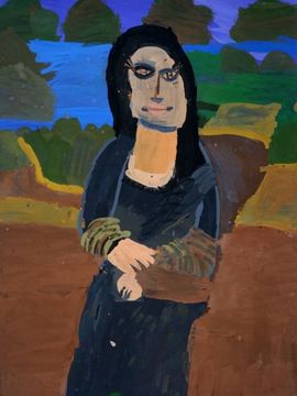 Волкова Эля, 7 лет, Леонардо да Винчи, Мона Лиза, б., гуашь, ДХШ, г. Мурманск