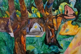 Глухов Дмитрий, 11 лет, П. Сезанн У пруда в Жа Де Буффан, б., акварель, ДШИ, с. Лузино, Омская обл.