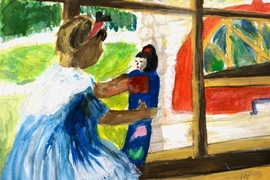 Гришина Анна, 11 лет, Б.М. Кустодиев Японская кукла, б., гуашь, ДХШ №2, г. Липецк