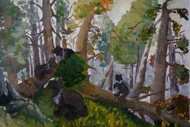 Ивакина Дарья, 13 лет, И.И. Шишкин Утро в сосновом бору, б., гуашь, ДХШ, г. Славянск-на-Кубани