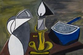 Иванников Дмитрий, 12 лет, П. Пикассо Натюрморт с кувшином, свечой и запеканкой, б., гуашь, ДХШ №2, Липецк