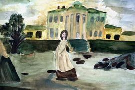 Кузнецова Софья, 13 лет, Борисов-Мусатов В.Э. Призраки, б., гуашь, ДХШ №2, г. Липецк