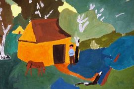 Серебреников Максим, 9 лет, Н.П. Крымов Желтый сарай, б., гуашь, Изостудия Фантазер, г. Киров