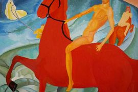 Моисеев Николай, 12 лет, К. С. Петров-Водкин Купание красного коня, б., гуашь, ДШИ, с. Лузино, Омская обл.