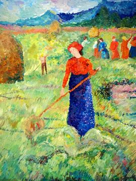 Молчанова Галина, 12 лет, К. Ж. Писсарро Сенокос в Эраньи, б., гуашь, ДШИ №5, г. Астрахань