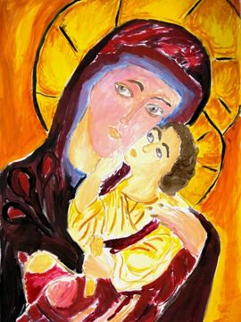 Режева Красимира, 11 лет, Богоматерь с младенцем, б., акварель, Болгария