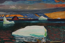 Салахов Шамиль, 12 лет, Р. Кент Эскимос в каяке, б., гуашь, ДХШ №2, г.Казань