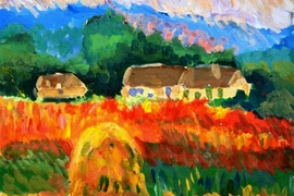 Серебрякова Арина, 8 лет, К. Моне Стог сена в Живерни, б., гуашь, ДХШ, г. Североморск, Мурманская обл.