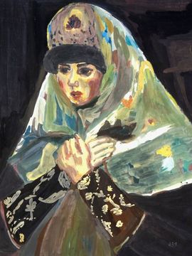 Горлачева София, 14 лет, В.И. Суриков Боярская дочь, б., гуашь, ДХШ №2, г. Липецк