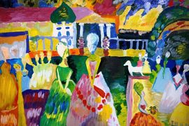Зимина Валерия, 13 лет, В.В. Кандинский Дамы в кринолинах, б., гуашь, ДХШ, г. Волгодонск, Ростовская обл.