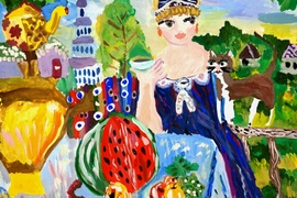 Ибрина Вероника, 10 лет, Б.М. Кустодиев Купчиха за чаем, б., гуашь, ДХШ, г. Североморск