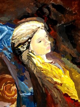 Калиниченко Никита, 14 лет, И.И. Крамской Девушка с распущенной косой, б., гуашь, ДХШ №2, г. Липецк