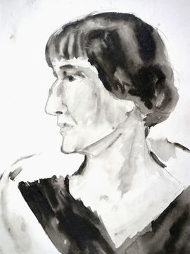Камеева Жулдуз, 13 лет, Н.А. Тырса Портрет А. Ахматовой, б., акварель, ДШИ, г. Называевск, Омская обл.