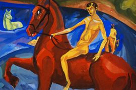 Леончик Яна, 15 лет, К.С. Петров-Водкин Купание красного коня, б., гуашь, ДХШ, г. Мурманск