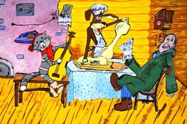 Беркова Виктория, 11 лет, Зима в Простоквашино, б., гуашь, ДШИ, г. Новошахтинск, Ростовская обл.