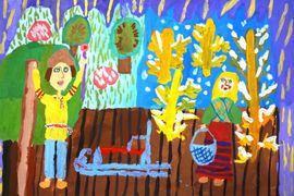 Воскобоева Анна, 7 лет, Сказка 12 месяцев, б., гуашь, ВДХГ, г. Волгоград
