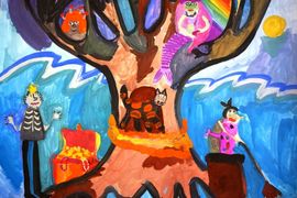 Капейкина Валерия, 7 лет, У Лукоморья дуб зеленый, б., гуашь, ВОДХГ, г. Волгоград