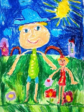 Караваева Полина, 5 лет, Незнайка и доктор, б., пастель, ВОДХГ, г. Волгоград