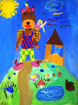 Козловцева Маша, 7 лет, Маша и Медведь, б., гуашь, ВОДХГ, г. Волгоград