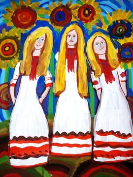 Колесникова Саша, 9 лет, Три сестрицы, б.,гуашь, ДХШ ''Весна'', г. Бердск
