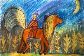 Конорева Дарья, 10 лет, Конек-горбунок, б., пастель, Называевская ДШИ, Омская обл.