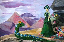 Негробова Полина, 12 лет, Хозяйка медной горы, б., гуашь, ДХШ №2, г.Липецк