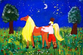 Сизоненко Елизавета, 10 лет, Конёк-Горбунок, б., гуашь, ДХШ №1, г. Астрахань
