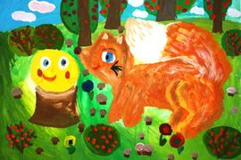 Шатковская Анастасия, 9 лет, Колобок, б., гуашь, ВОДХГ г. Волгоград