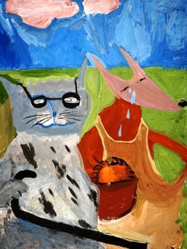 Крючков Тим, 10 лет, Лиса Алиса и Кот Базилио, б., гуашь, ВОДХГ, г. Волгоград