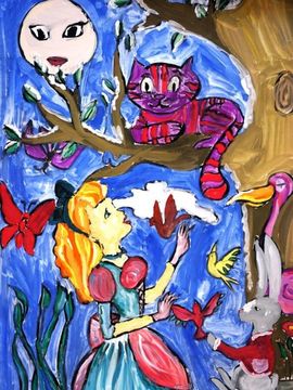 Кукушкина Мария, 10 лет, Ночная встреча, б., гуашь, Нововаршавская ДШИ, Омская обл.