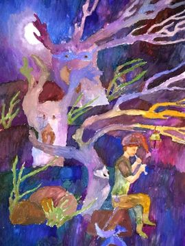 Маньков Женя, 13 лет, Засыпающие звуки, б., гуашь, ДШИ, г.Кяхта, респ. Бурятия