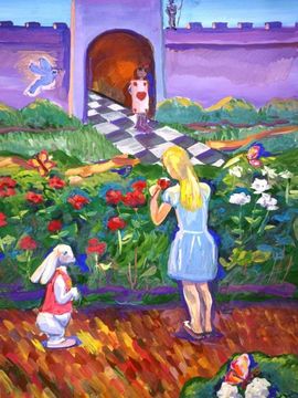 Новикова Виолетта, 15 лет, Алиса в стране чудес, б., гуашь, ДШИ, г. Ишимбай