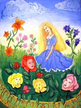 Панова Светлана, 13 лет, Разговор с цветами, б., гуашь, ДШИ №42, г. Калтан, Кемеровская обл.