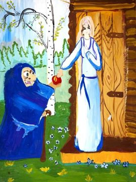 Плескунова Екатерина, 8 лет, Сказка о спящей царевне, б., гуашь, ДШИ, г. Новошахтинск, Ростовская обл.