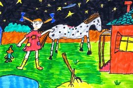 Близнюков Николай, 9 лет, Пеппи, б., фломастеры, ДШИ, г. Волгодонск, Ростовская обл.