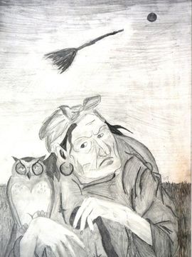 Рыжкова Лиза, 12 лет, Баба-Яга, б.,карандаш, ДХШ №2, г. Липецк