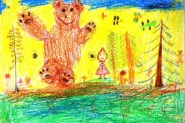 Сухов Александр, 6 лет, Маша и медведь, б., воск. мелки, Светлоярская ДШИ, Волгоградская обл.