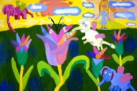 Сычева Наташа, 9 лет, Странные насекомые в Зазеркалье, б., гуашь, ВОДХГ, г. Волгоград